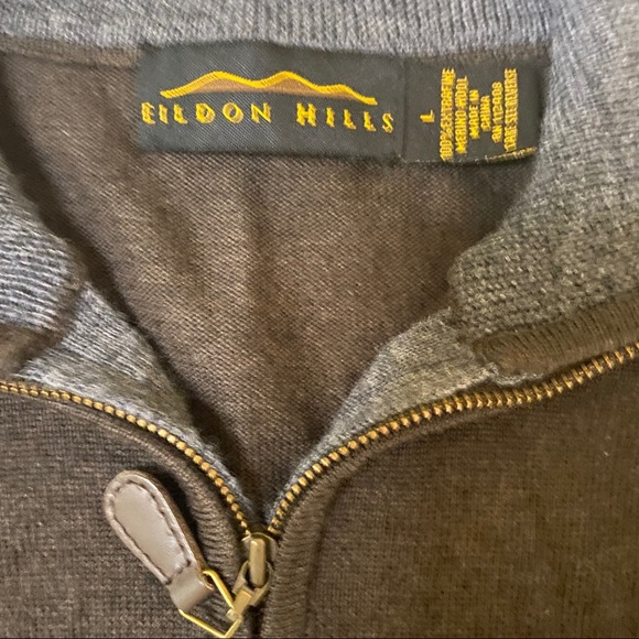 Eildon Hills 1/4 Zip Brown Pullover Sweater Extra Fine Merino Wool Size Large - Picture 5 of 8